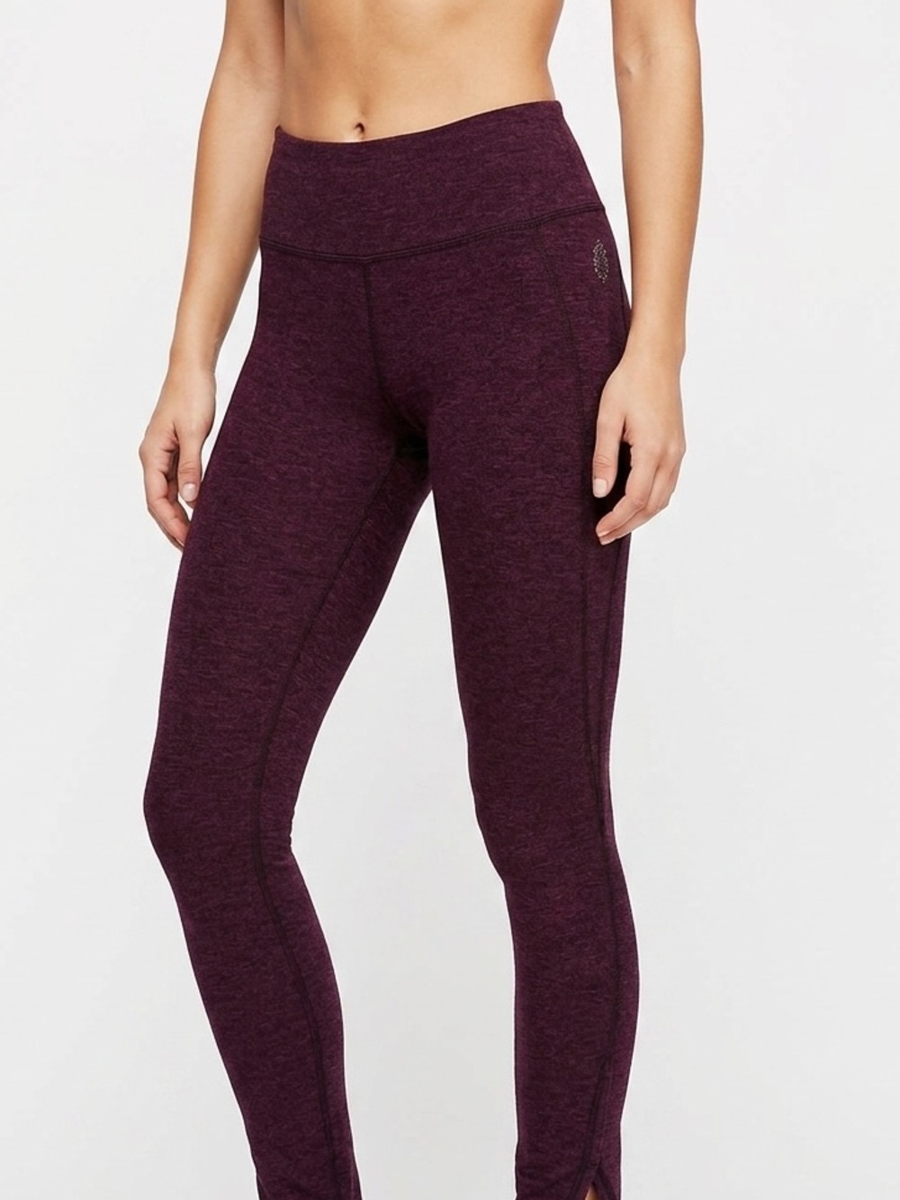 FP Movement Free People Burgundy Red Ruffle Leggings Women's Size 2 Yoga Workout